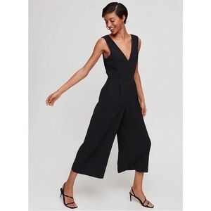 Babaton Aritzia Marcus Jumpsuit Sleeveless Wide Leg Cropped Black Workwear Sz 4
